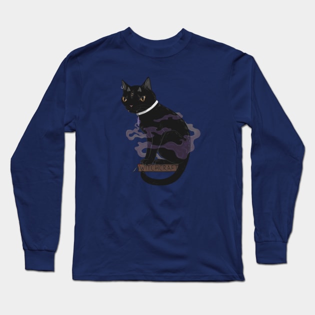 Three-Eyed Cat Practicing Witchcraft: Lesson I (Dark) Long Sleeve T-Shirt by runcatrun